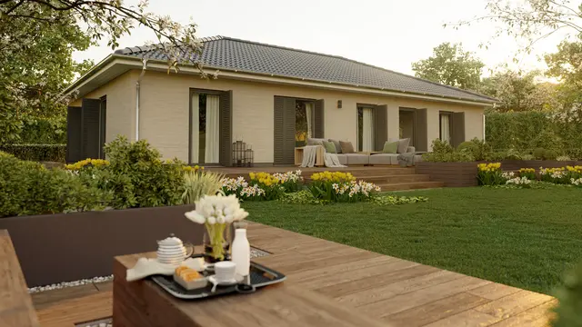 Ein moderner, eingeschossiger Bungalow mit Garten – ideal für alle Lebenslagen und individuell gestaltbar.